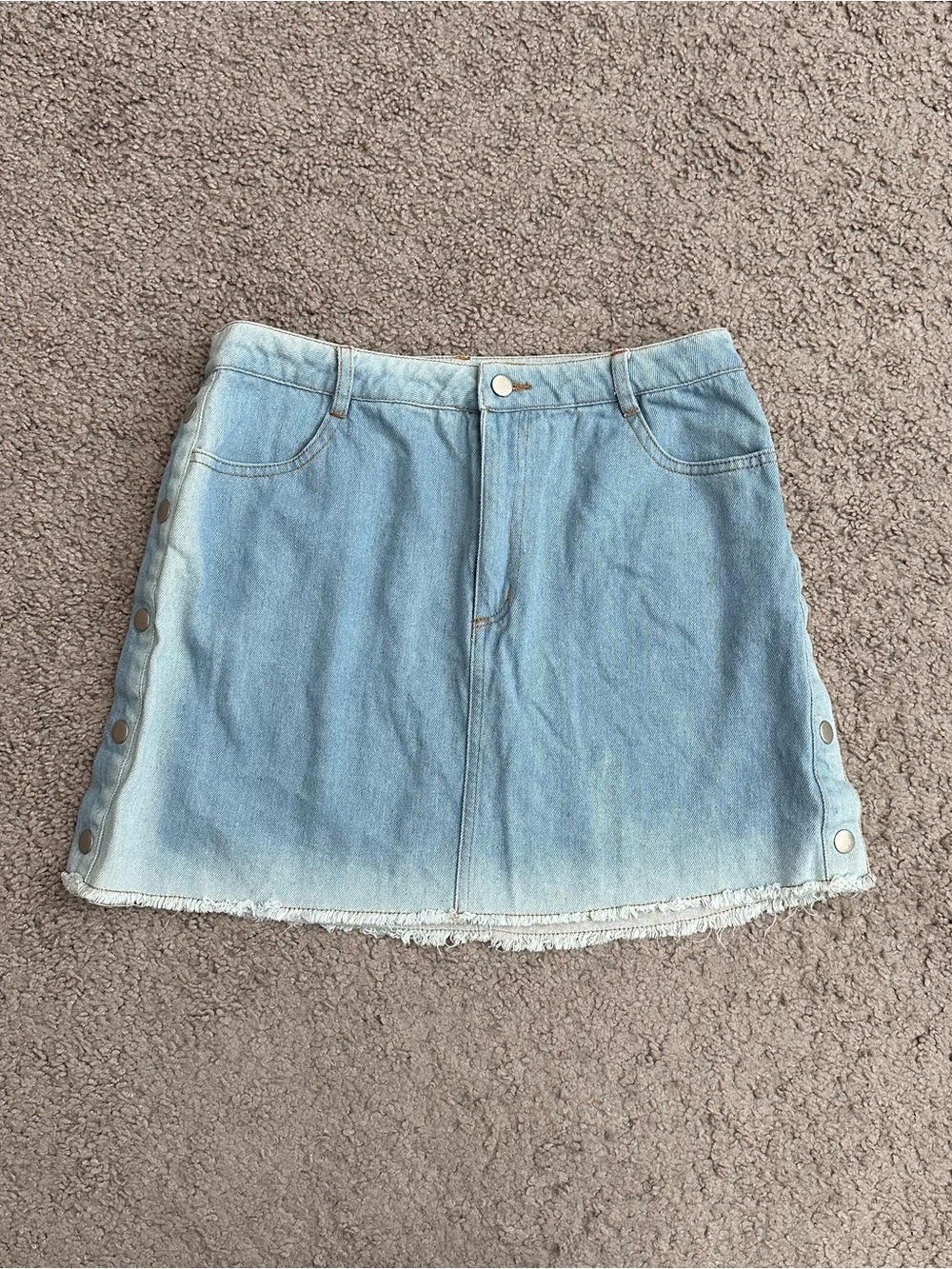 Dainty Hooligan Light Blue Denim Side Snap Button Mini Shirt Womens M